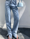 2020 New Straight Leg Jeans Women High Waist Boyfriend Fit Baggy Jean Split Foot Cargo Pants Washed Loose Classic Long Trouser
